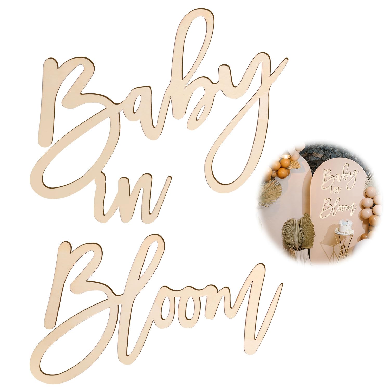 PEUTIER baby-in wood sign adds a rustic focal point for baby showers.