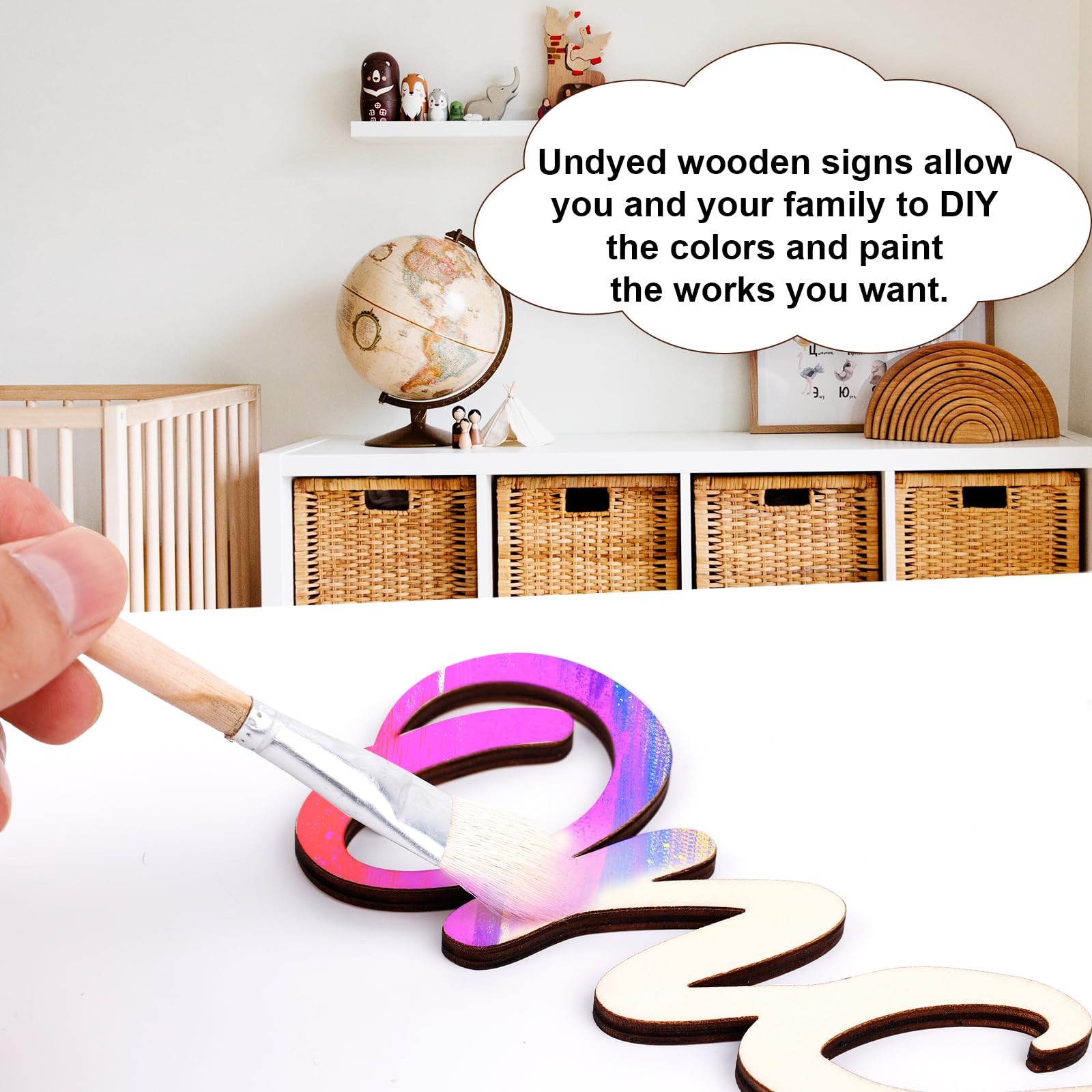 Close-up of four words on PEUTIER wood sign, Once Upon a Time