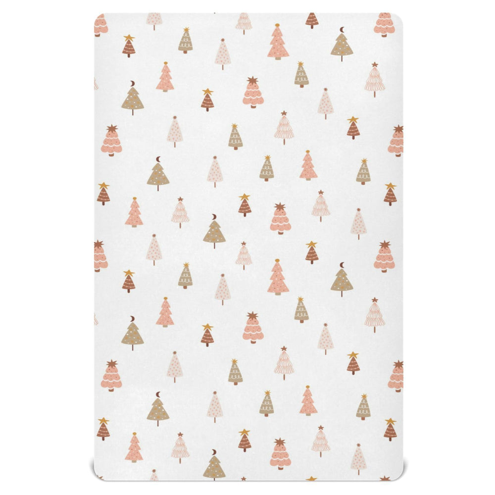 Pfrewn crib sheet close-up shows soft polyester-spandex blend for breathable comfort