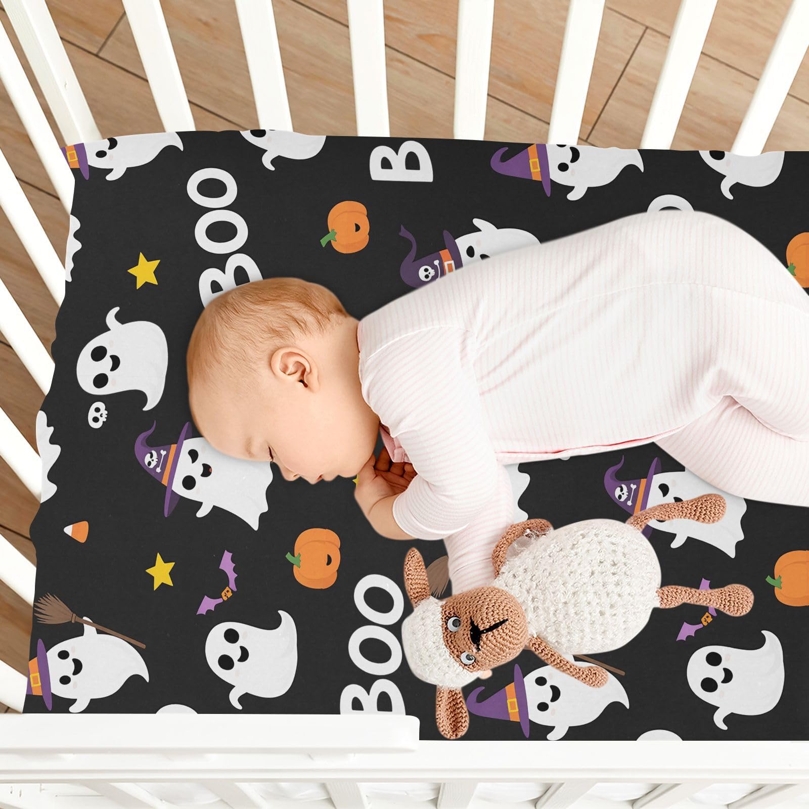 Pfrewn custom design crib sheet adds personalized nursery charm.