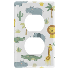 Pfrewn giraffe switch plate enhances classroom-inspired interiors.