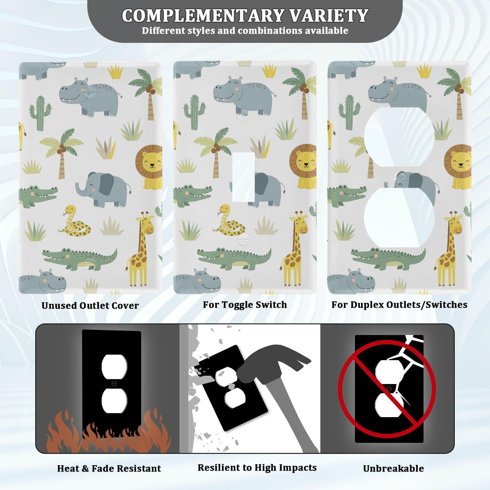 Pfrewn monkey duplex outlet plate offers sturdy polycarbonate construction.