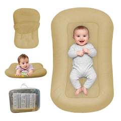 PGONEEE baby lounger apricot bionic design for cozy newborn bonding and play.