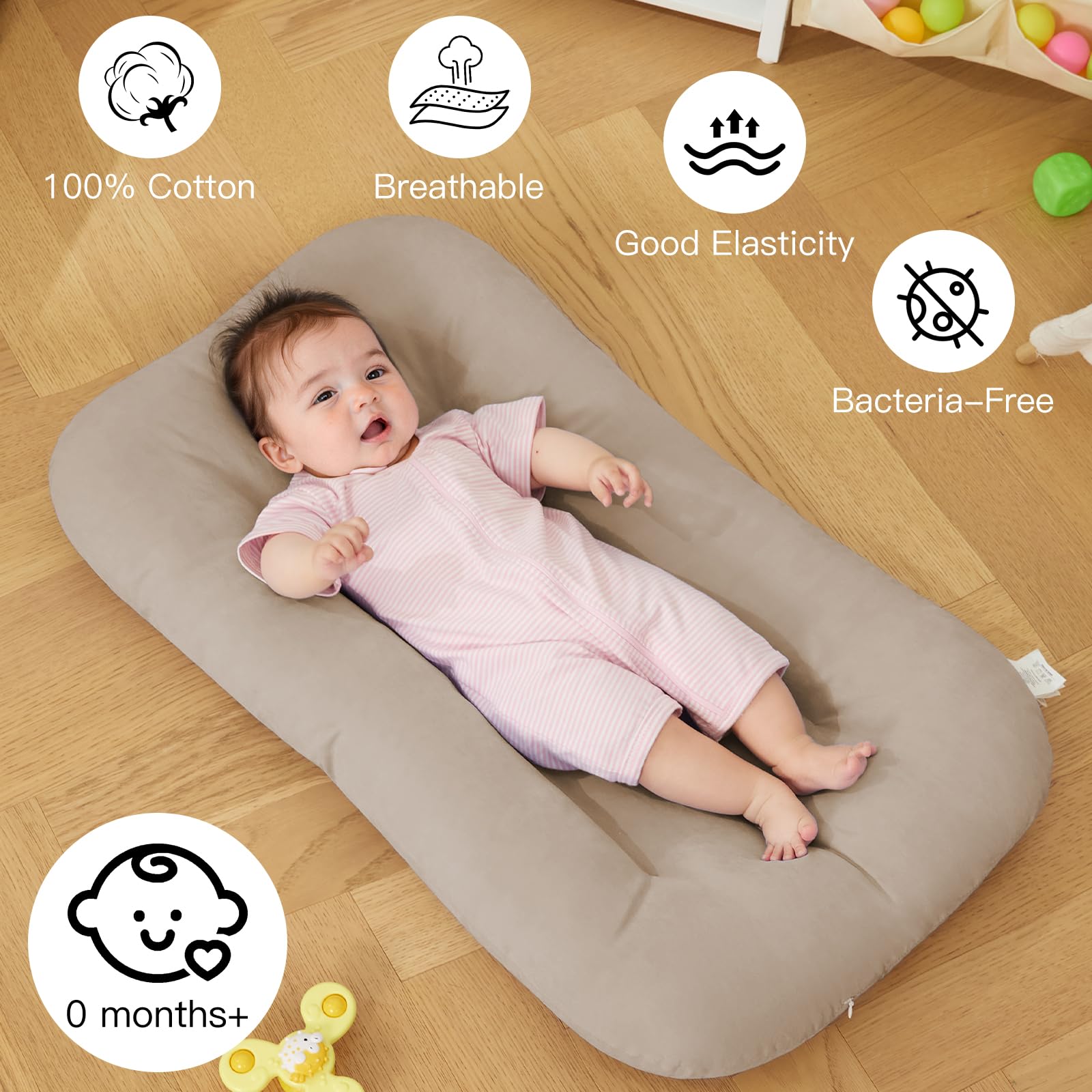 PGONEEE Baby Lounger travel-friendly design for on-the-go comfort.