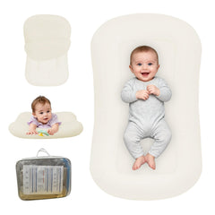 PGONEEE baby lounger in white with soft organic cotton for newborn comfort