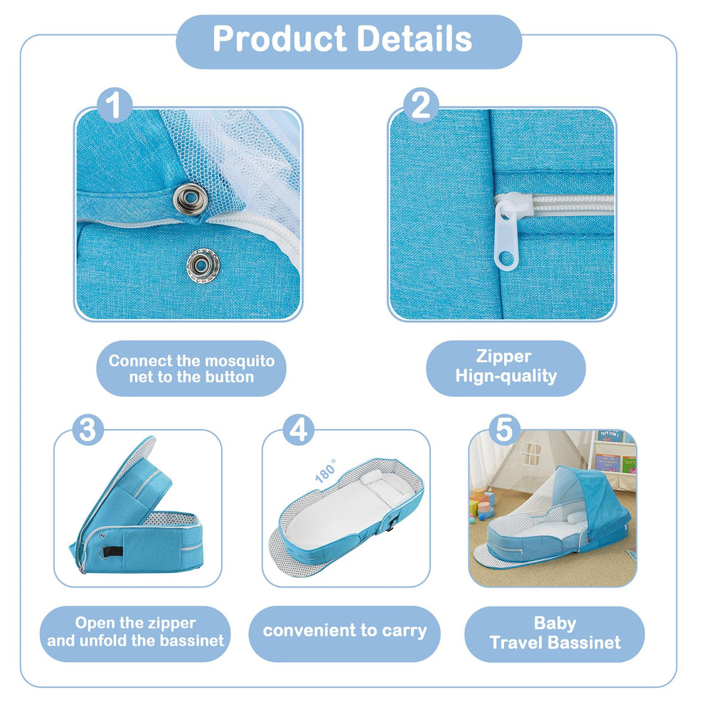 PGONEEE baby travel bassinet safe materials and CPSIA-certified design.