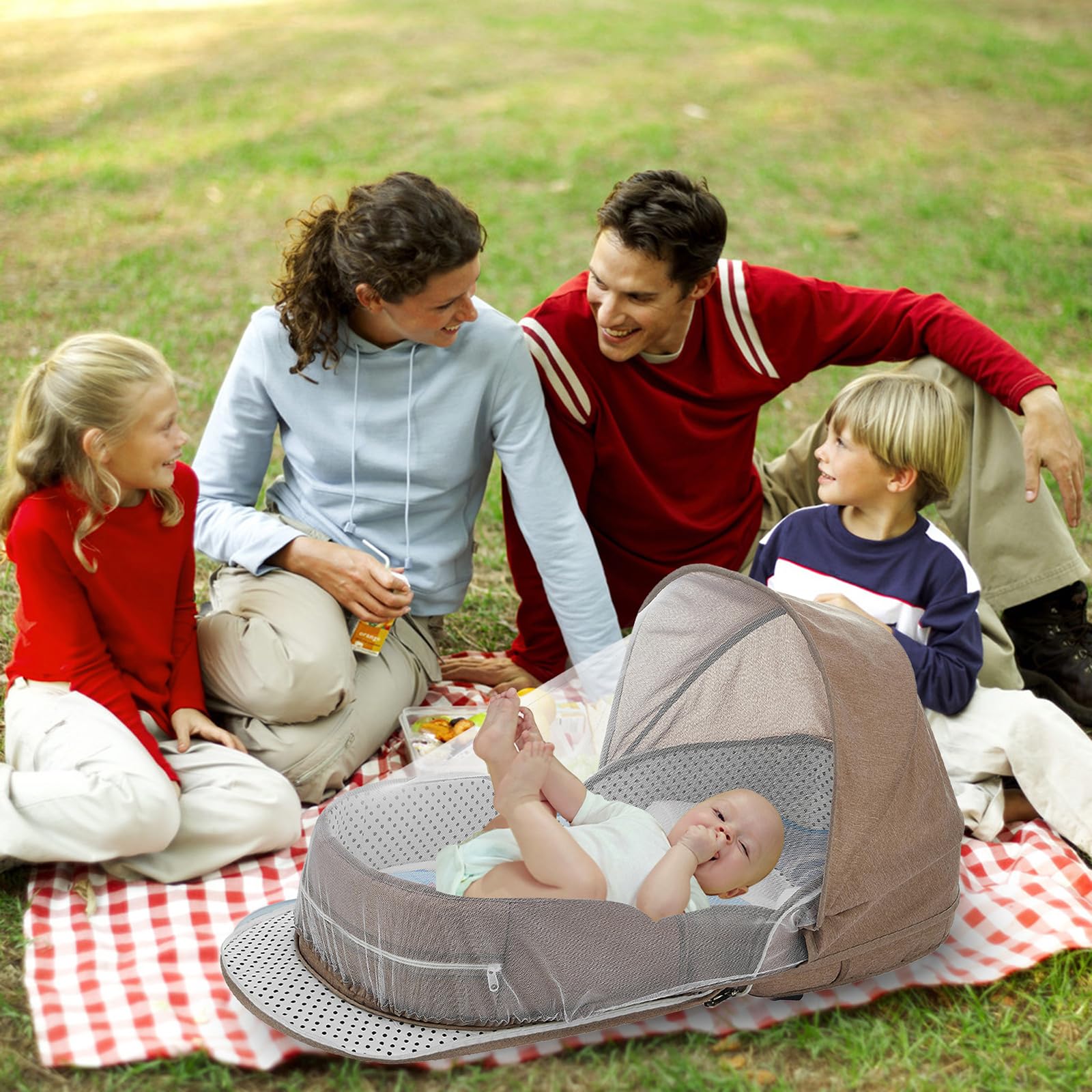 PGONEEE baby travel bassinet padded pad and cooling mat for comfy naps.