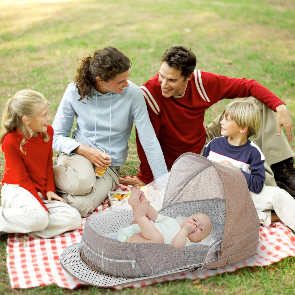 PGONEEE baby travel bassinet padded pad and cooling mat for comfy naps.