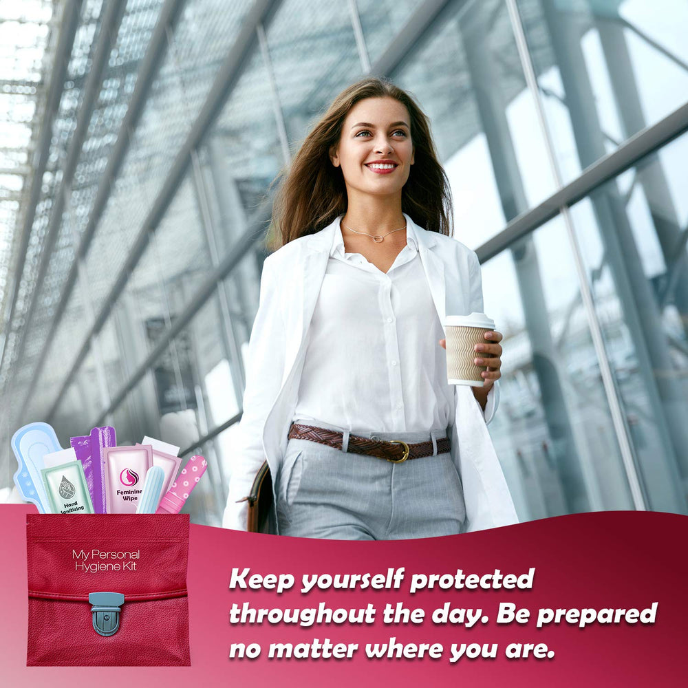 pH Advantage all-in-one pack contents include tampon, pad, wipes, and sanitizer