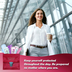 pH Advantage all-in-one pack contents include tampon, pad, wipes, and sanitizer
