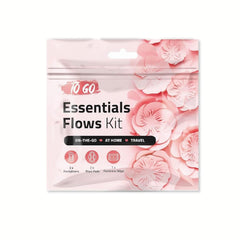 Ph Advantage Essential Flows Kit in a pink zip bag with pantiliners and maxi pads for on-the-go protection.