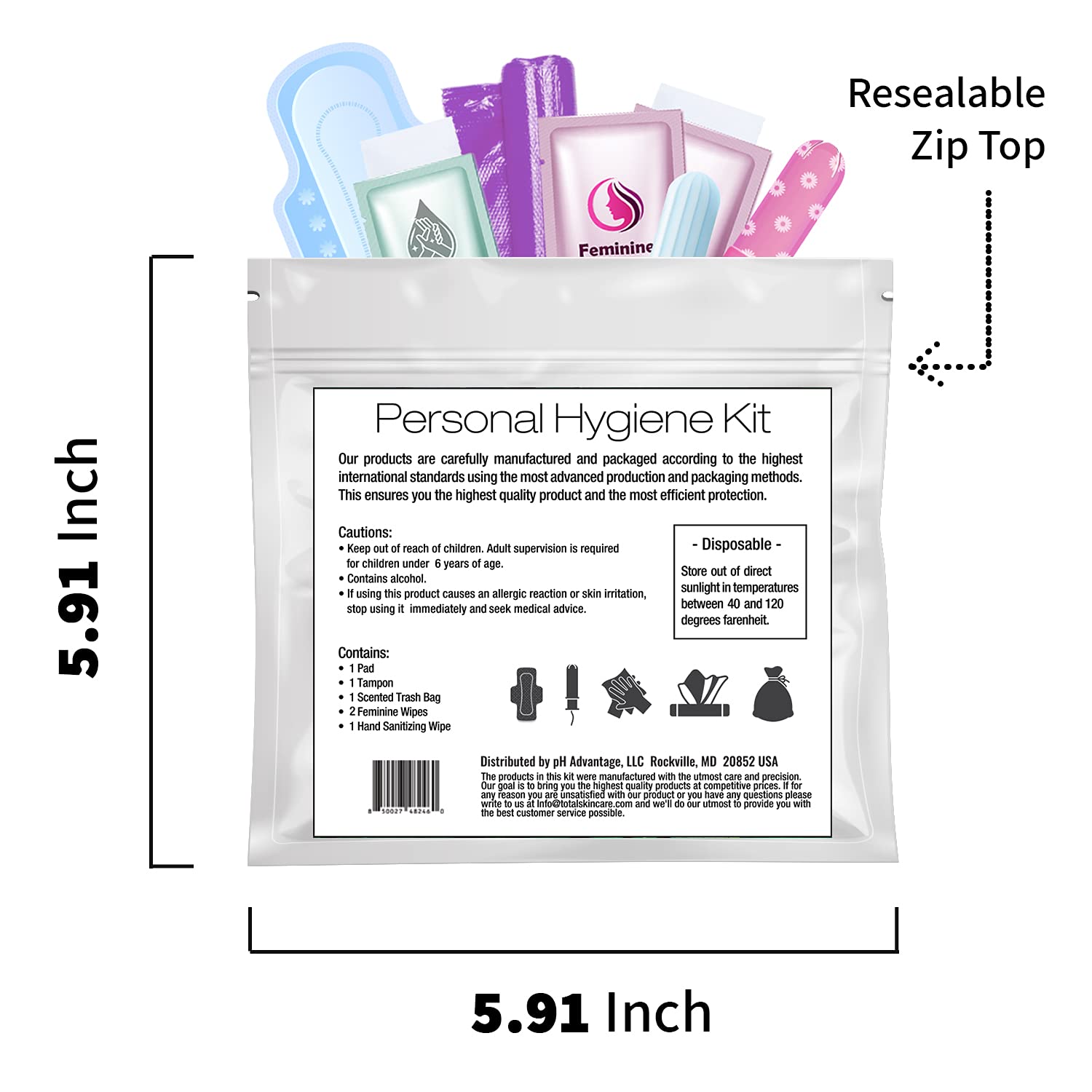 pH Advantage alcohol hand wipes for quick cleanup after handling belongings