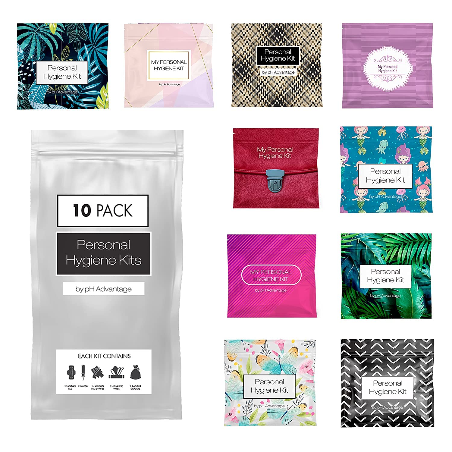 pH Advantage menstrual kit packaged for on-the-go convenience.