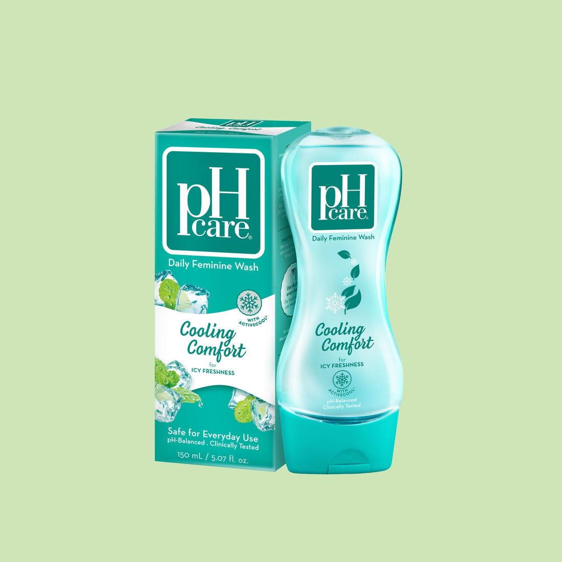 pH Care Intimate Wash Active Cool mint vibe shot for a refreshing moment