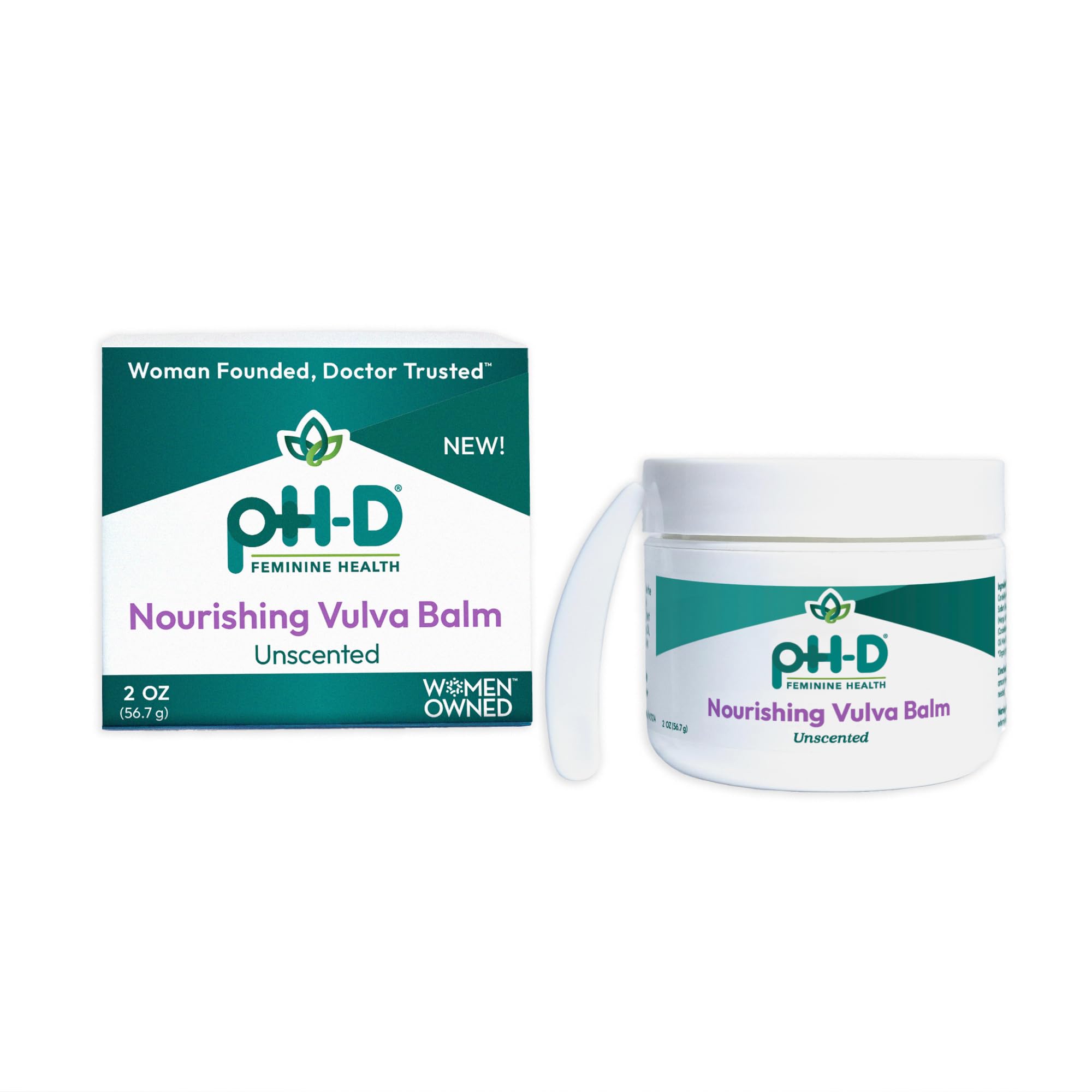 pH-D balm jar close-up highlighting rich texture for daily vulvar moisturization.