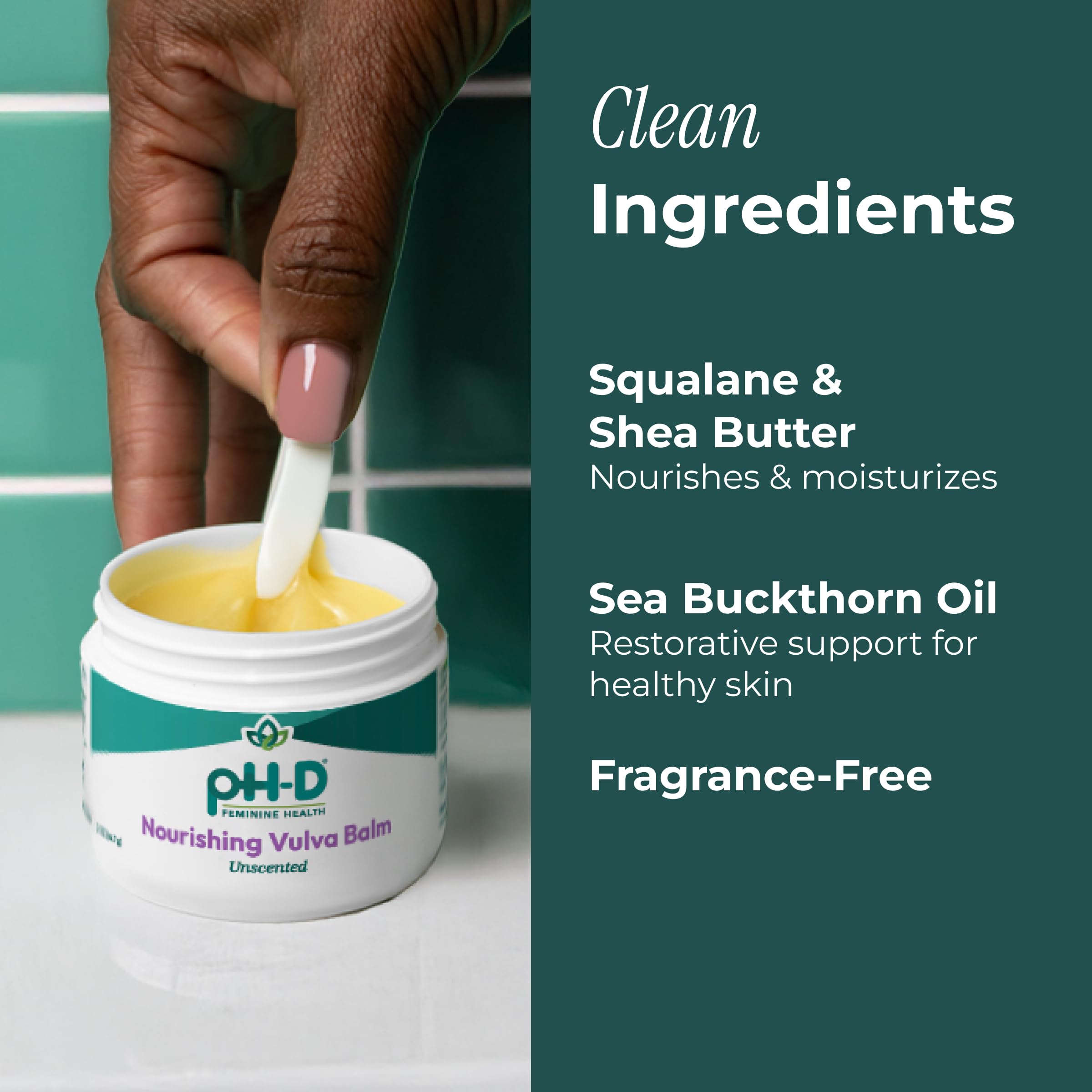 pH-D balm packaging on a shelf, travel-friendly and discreet.