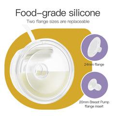 Phanpy 24mm flange provides a secure, comfortable seal during expression.
