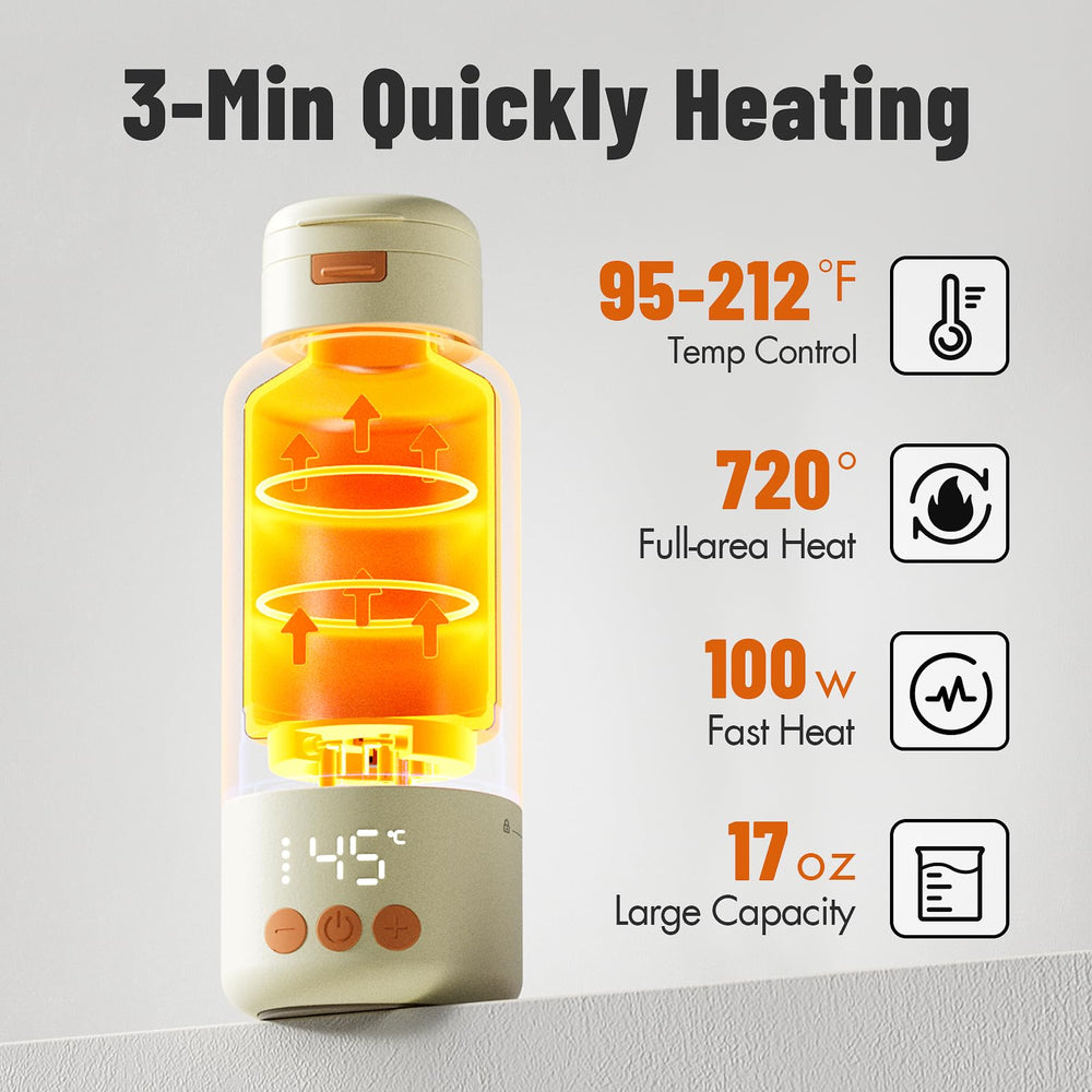 Phanpy heat presets panel showing seven temperature options for bottles and beverages.