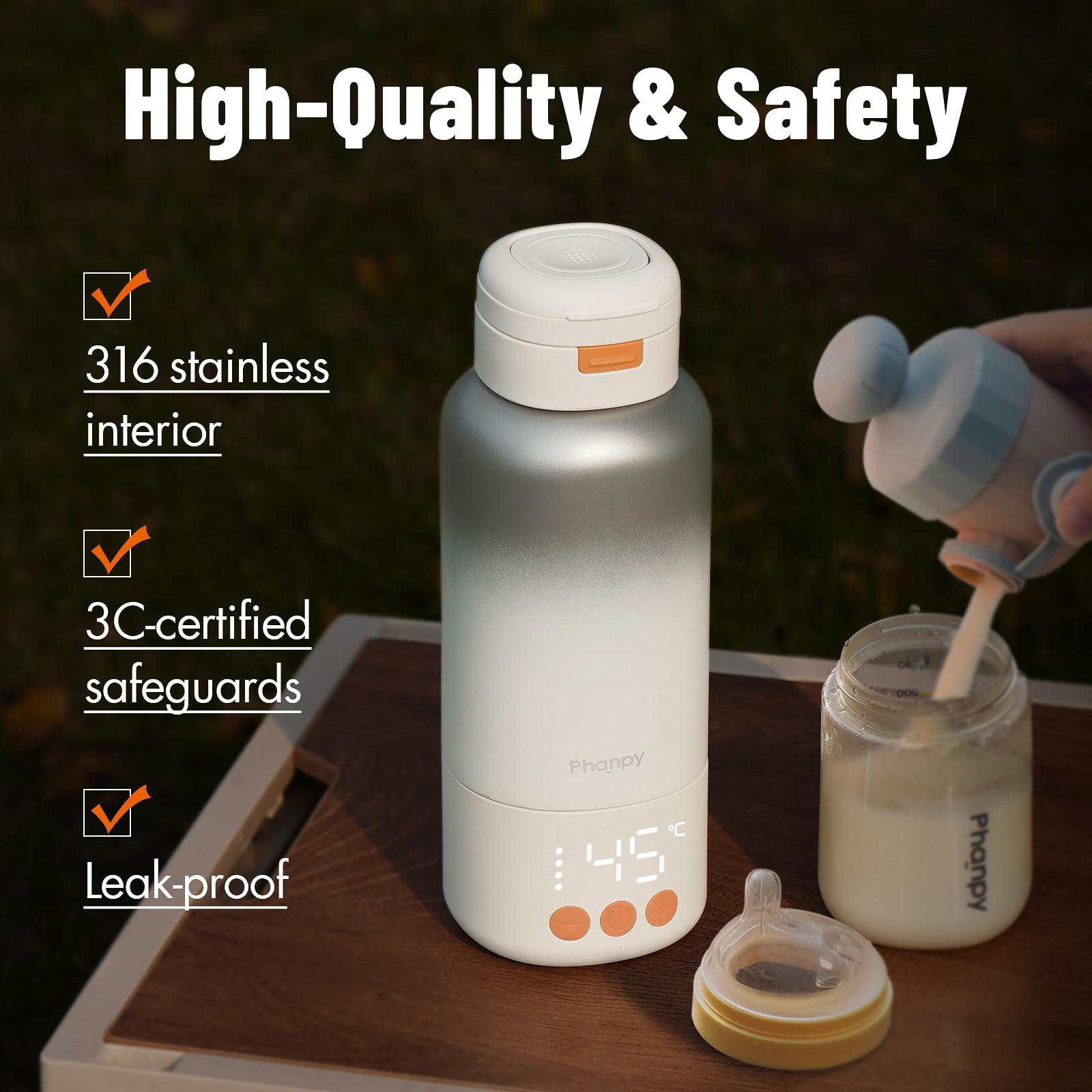 Phanpy one-hand use supports feeding with ease on outings.