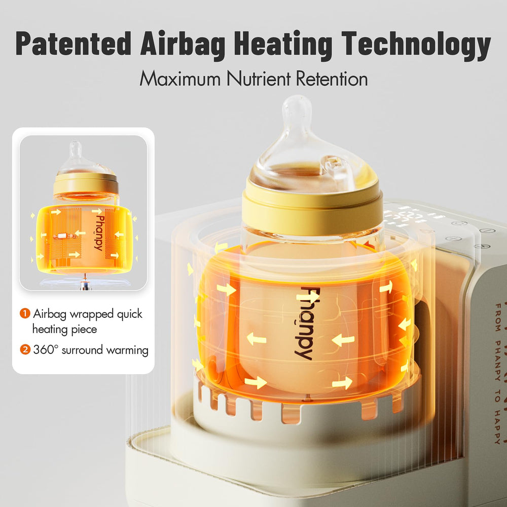 Phanpy SmartSwirl airbag heating detail showing even warming without water baths.