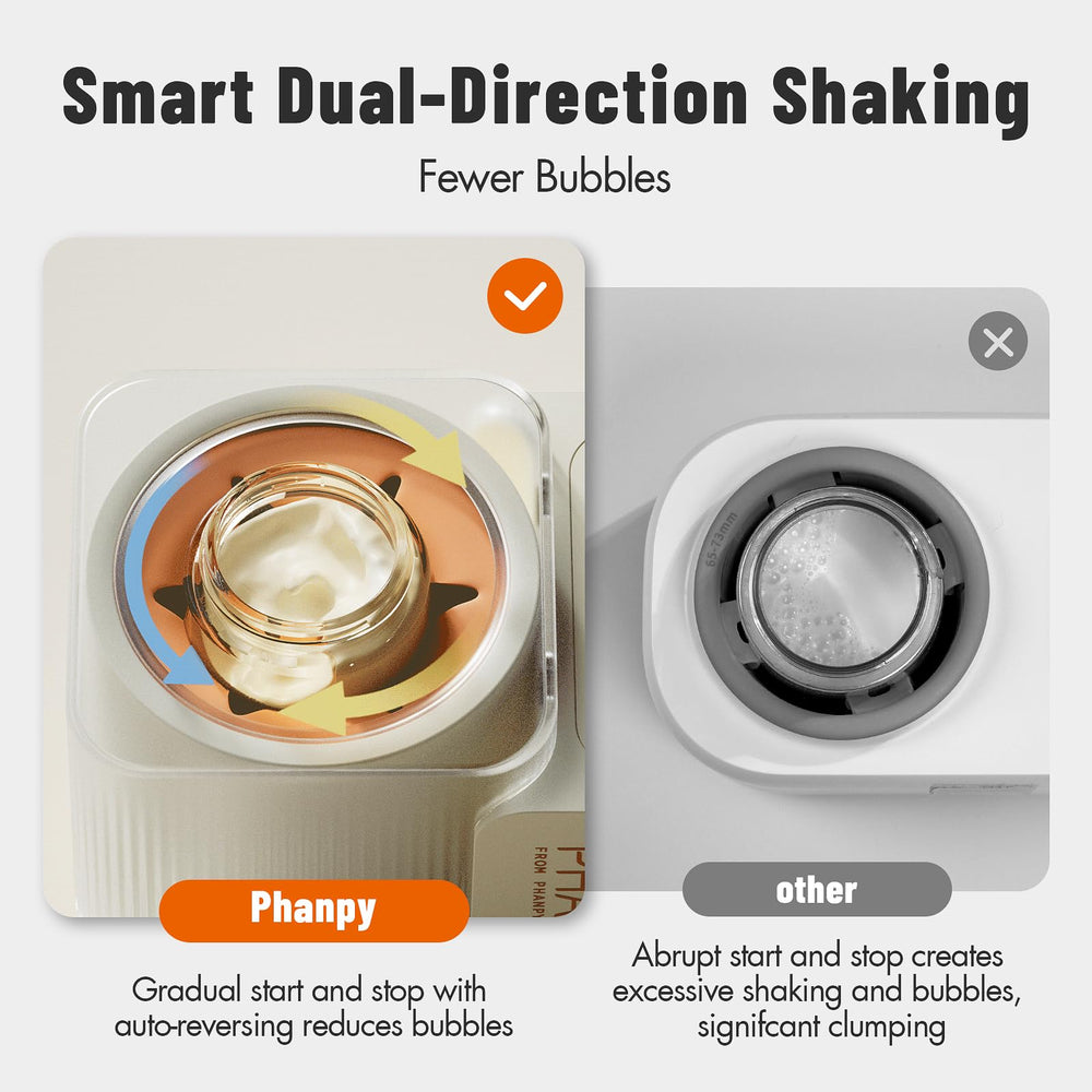 Phanpy SmartSwirl dual-direction shaker reduces bubbles for smoother milk.