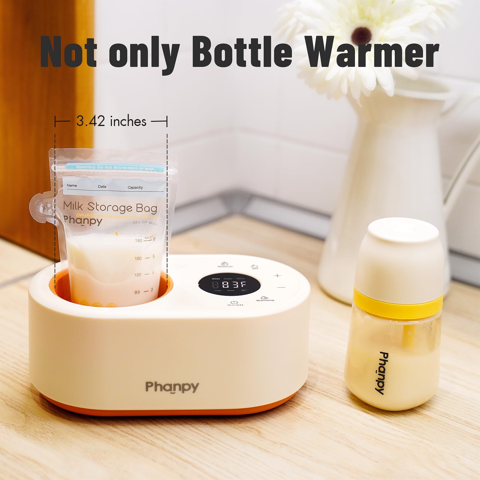 Phanpy wide-mouth opening fits various bottles.