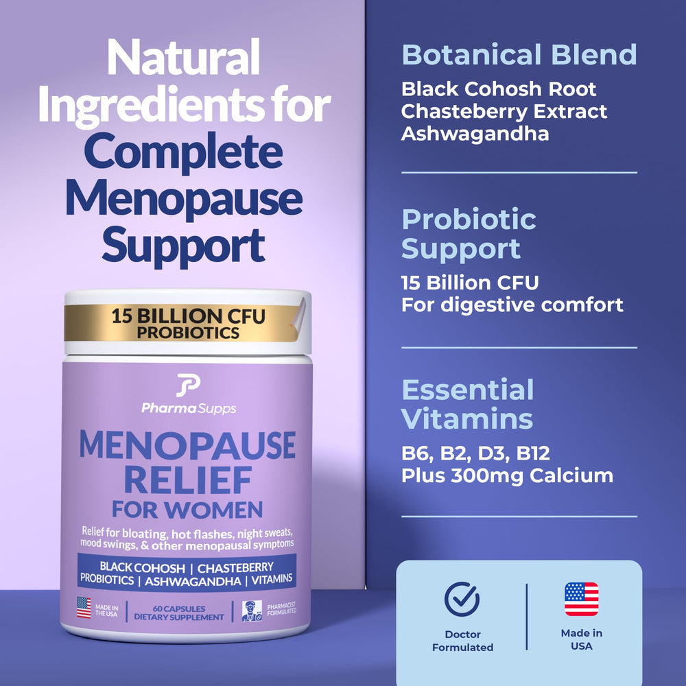 PharmaSupps ashwagandha blend capsules suggest stress and mood support.