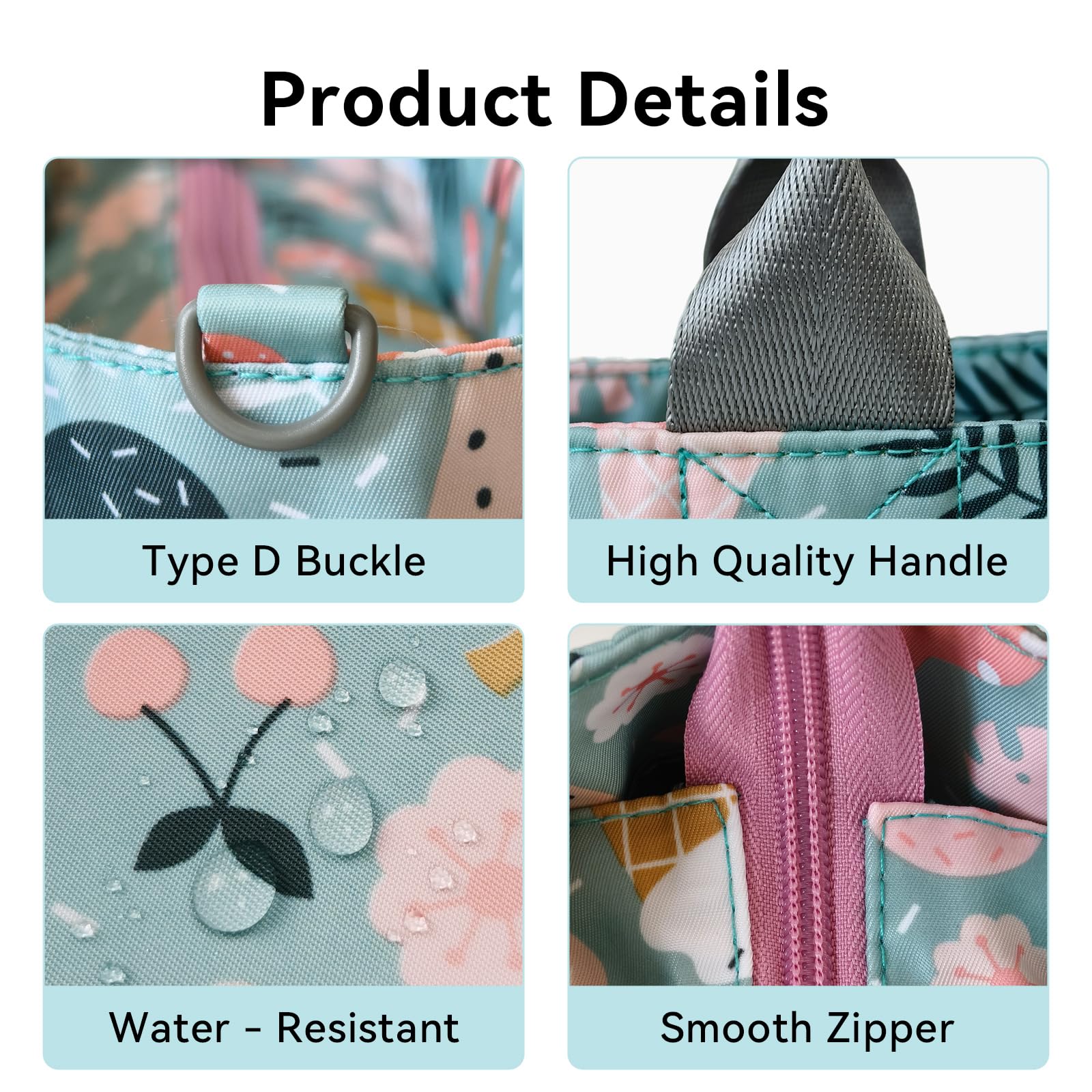 PHEBEN convertible diaper bag enables four ways to carry with dessert cartoon.