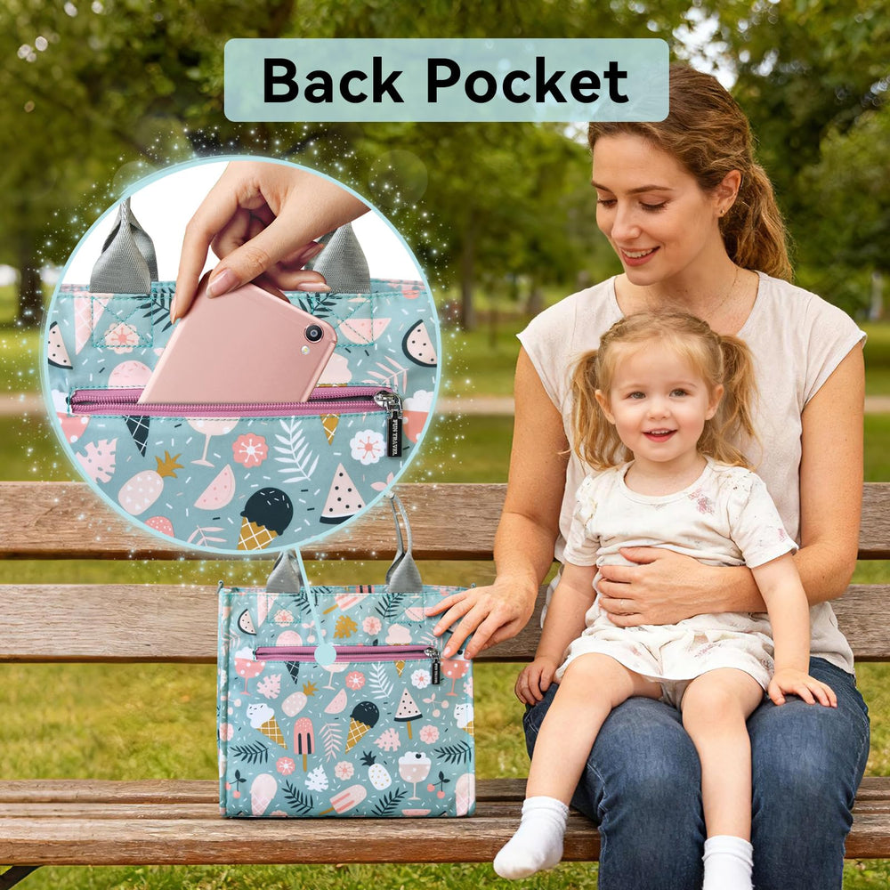 PHEBEN crossbody diaper bag with dessert cartoon design, keeps essentials within reach.