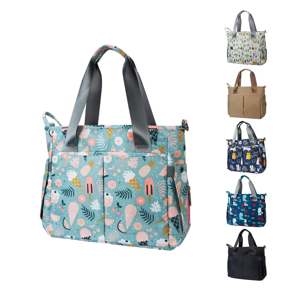 PHEBEN dessert-pattern diaper bag tote, stylish on-the-go organizer for parents.