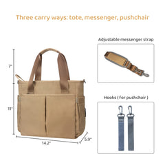 PHEBEN diaper bag offers dry and wet pockets to stay organized.