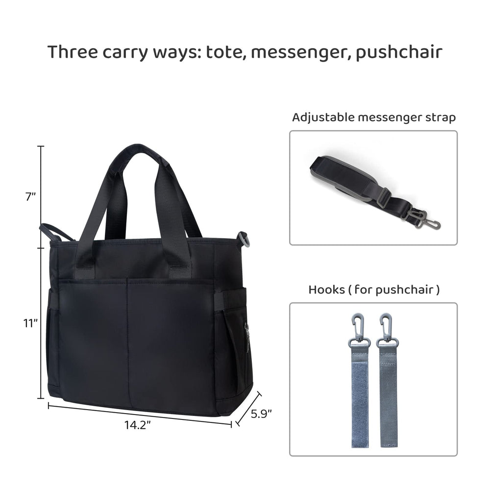Insulated bottle pocket on PHEBEN tote helps maintain feed temperature