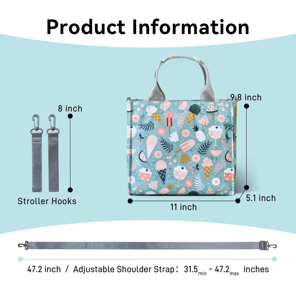 PHEBEN mini baby bag with insulated bottle pocket and dessert cartoon.