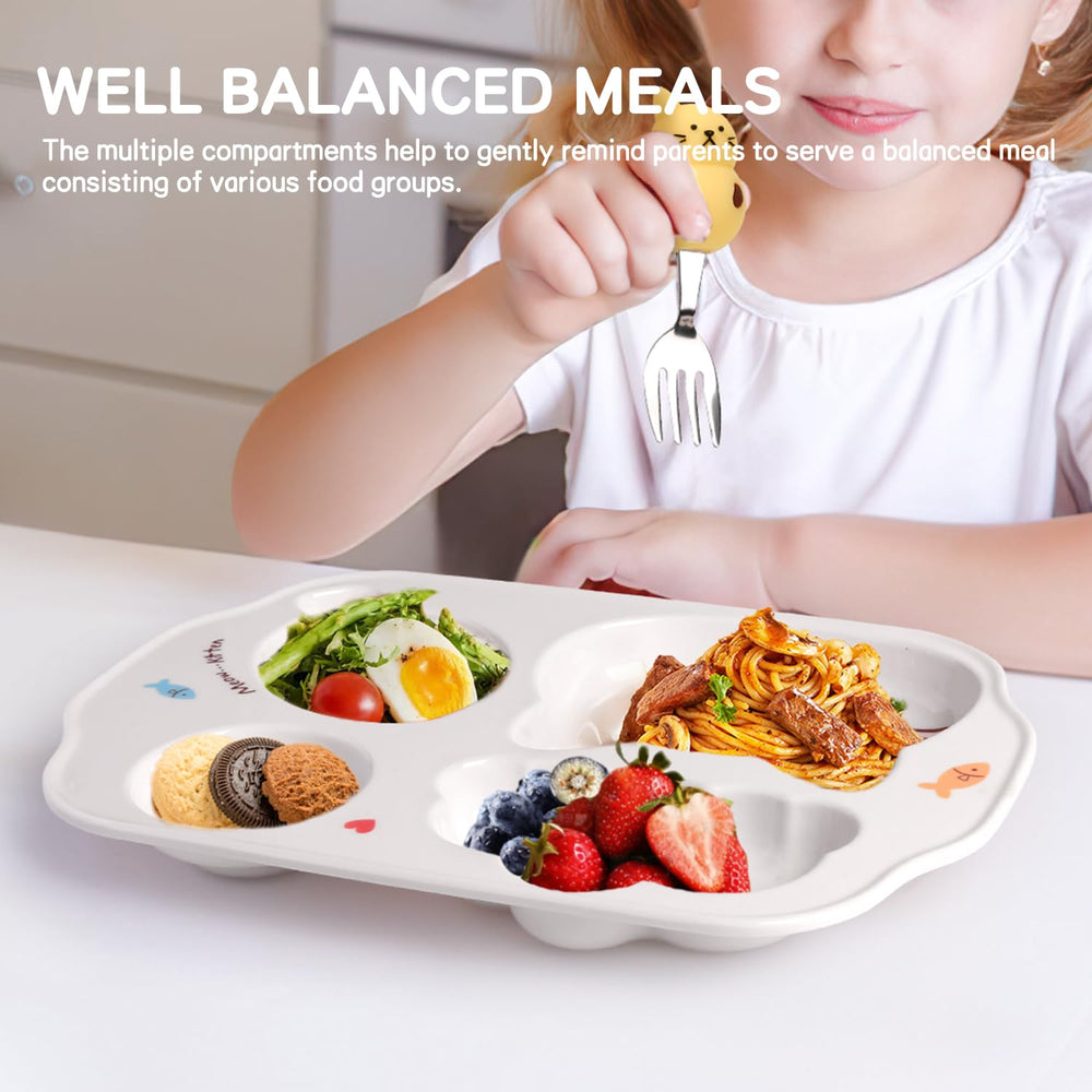 PHEENOWL cat-themed plate close-up with playful design to entice meals.
