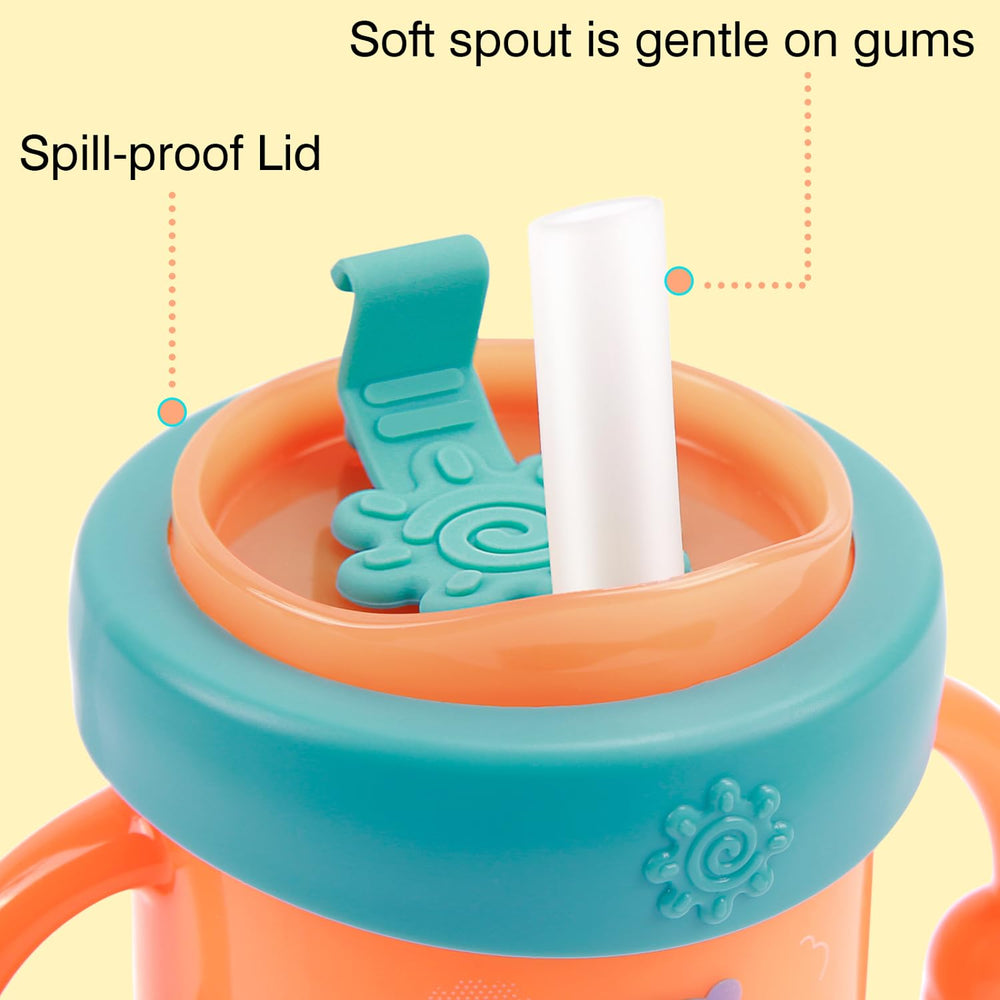 PHEENOWL dishwasher-safe baby cup orange, easy cleanup for busy families.