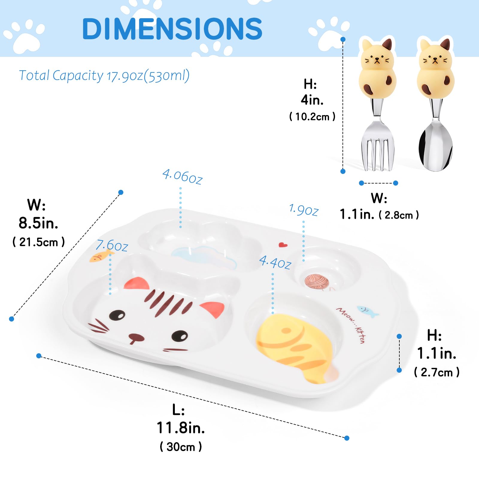 PHEENOWL utensils include a spoon and fork for easy toddler self-feeding.