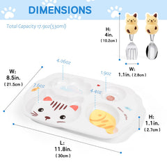 PHEENOWL utensils include a spoon and fork for easy toddler self-feeding.