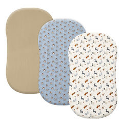 PHF 3-pack soft bassinet sheets pack shot highlighting gentle microfiber fabric for baby comfort.