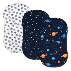 PHF 3-pack bassinet sheets with space-stars pattern for snug, secure sleep.