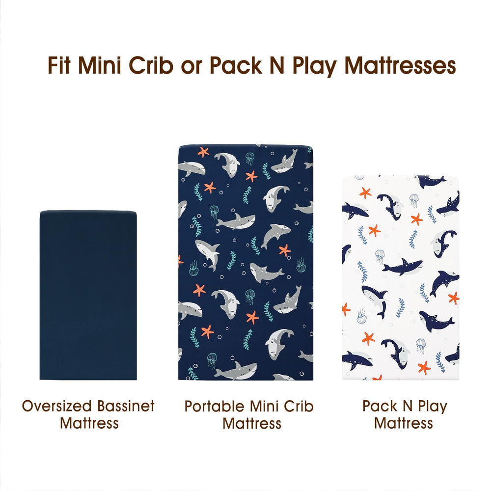 PHF three-pack laid on a mini mattress to illustrate universal fit