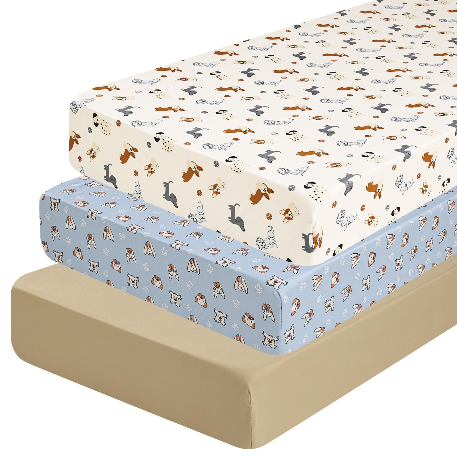 PHF 3-pack crib sheets with fitted quick-fit design for standard cribs
