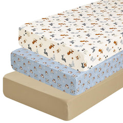 PHF 3-pack crib sheets with fitted quick-fit design for standard cribs