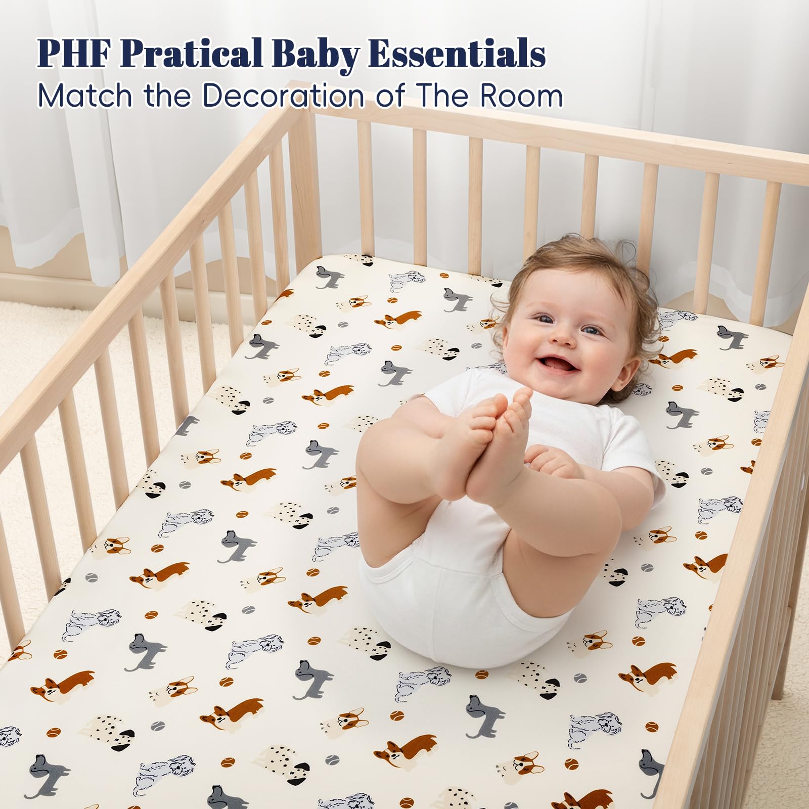 PHF 3-pack crib sheets in soft microfiber for baby comfort and breathability