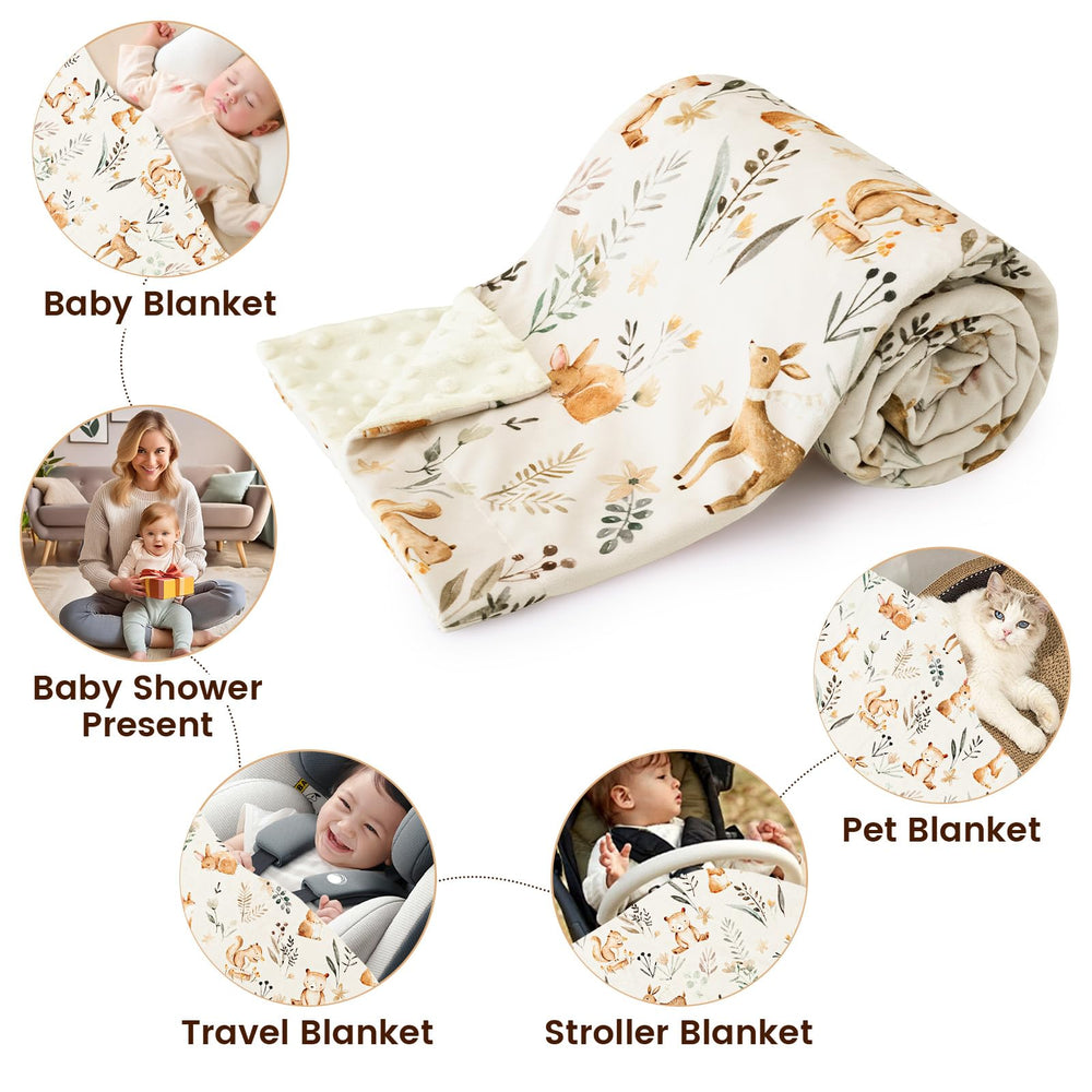 PHF Minky baby blanket 30x40 inches fits newborns and car seats.