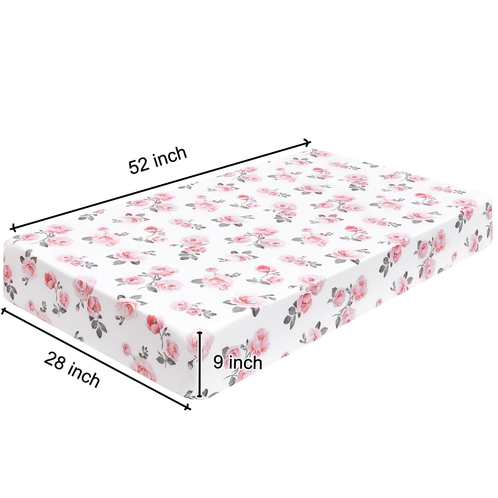 PHF rose floral backdrop crib sheet doubles as a baby photo background.