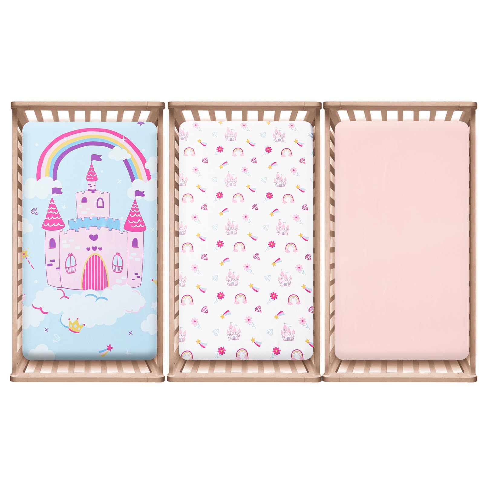 PHF baby room photo background with castle pattern for a cozy sleep space