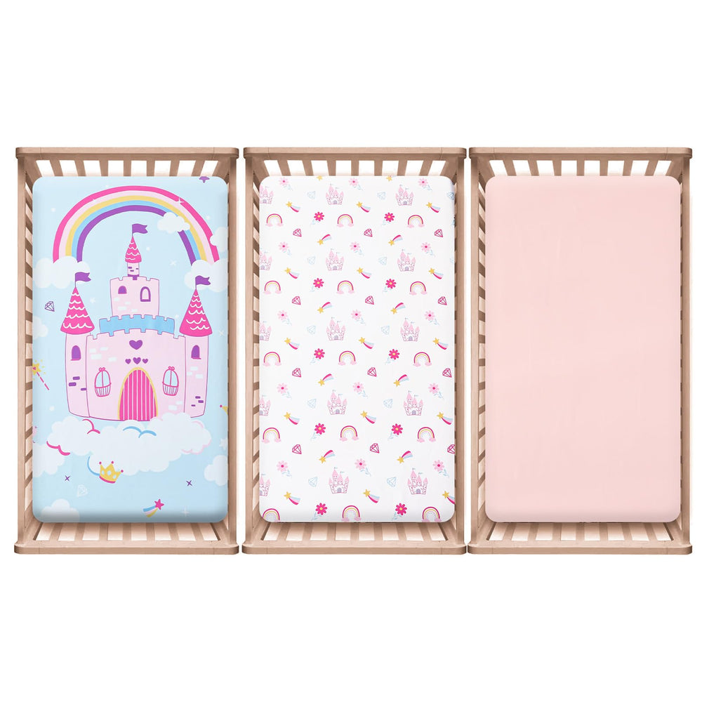 PHF baby room photo background with castle pattern for a cozy sleep space