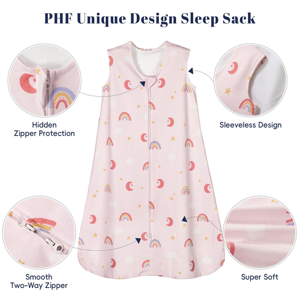 PHF sleep sack interior zipper protector prevents skin irritation during changes.
