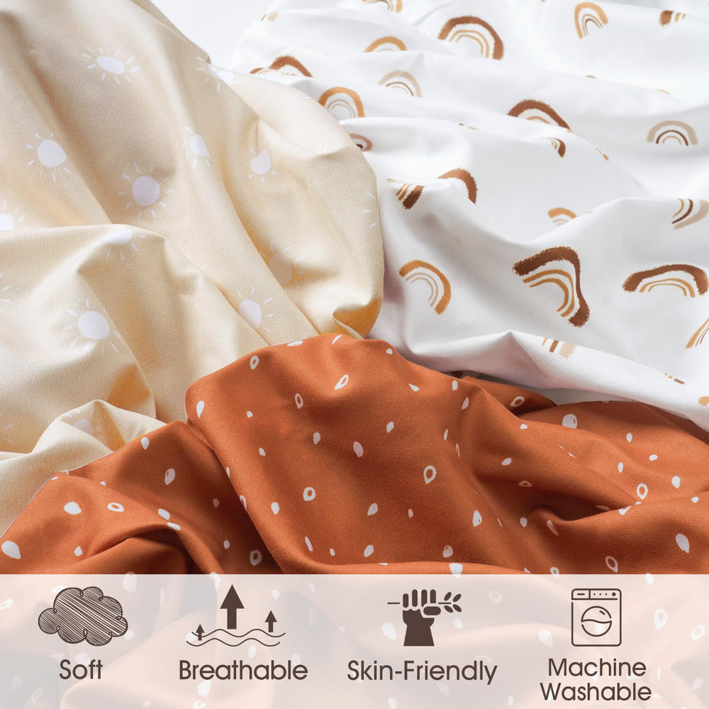 PHF rainbow bassinet sheets with neat edge stitching for long-lasting durability.