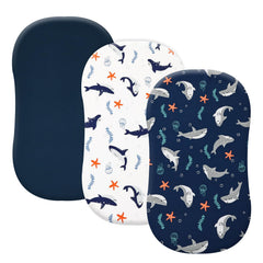 PHF bassinet sheets with shark-pattern design for playful nursery and cozy sleep